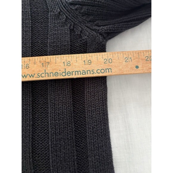 Vintage Illig Sweater Womens Large Black Turtle Neck Wide Cable Knit Thick - Picture 11 of 16